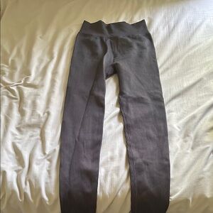 Gray Womens Ribbed Leggings